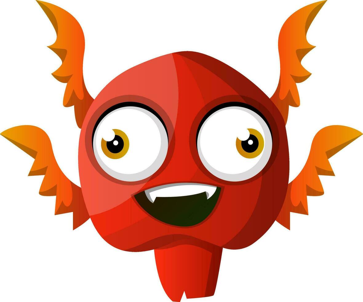 Red smiling monster illustration vector on white background