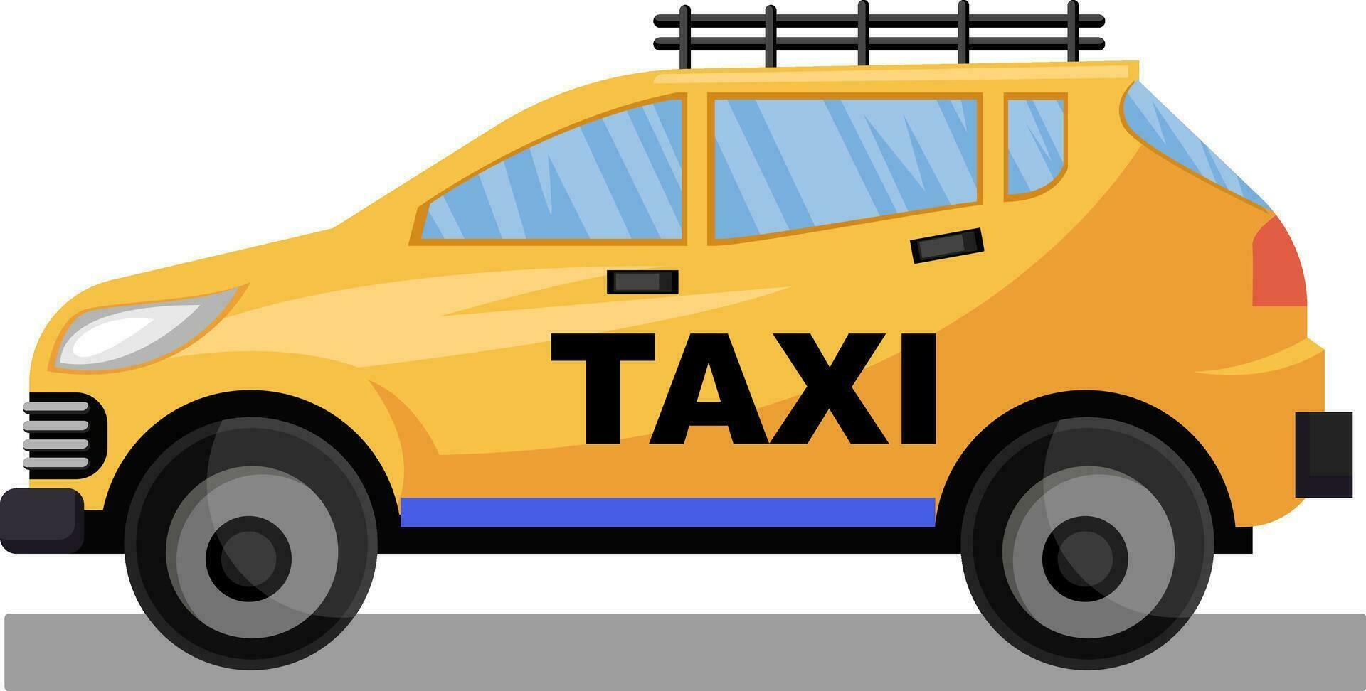 Yellow taxi car vector llustration on white background.