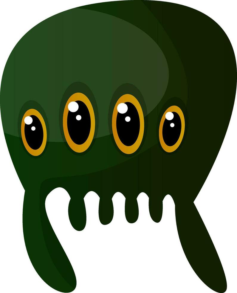 Green meduza monster with four eyes illustration vector on white background