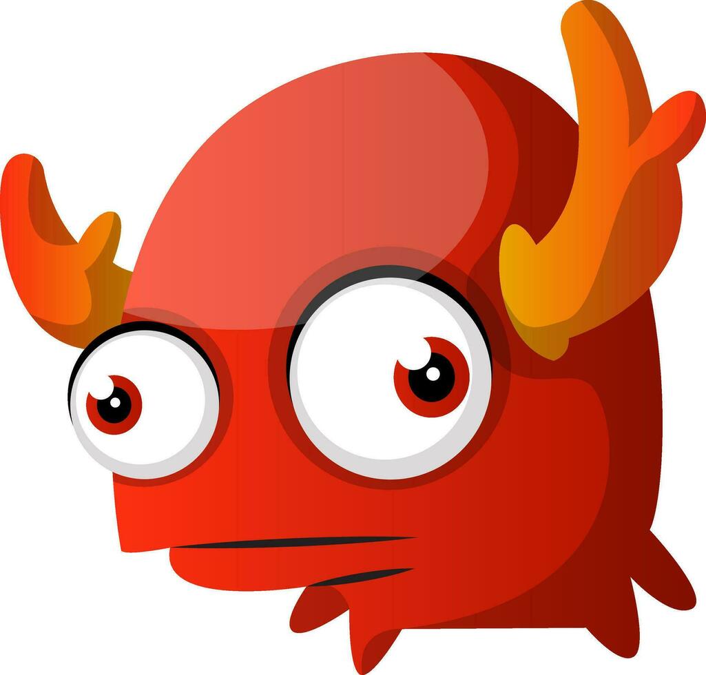 Confused red monster with horns illustration vector on white backgroundPrint