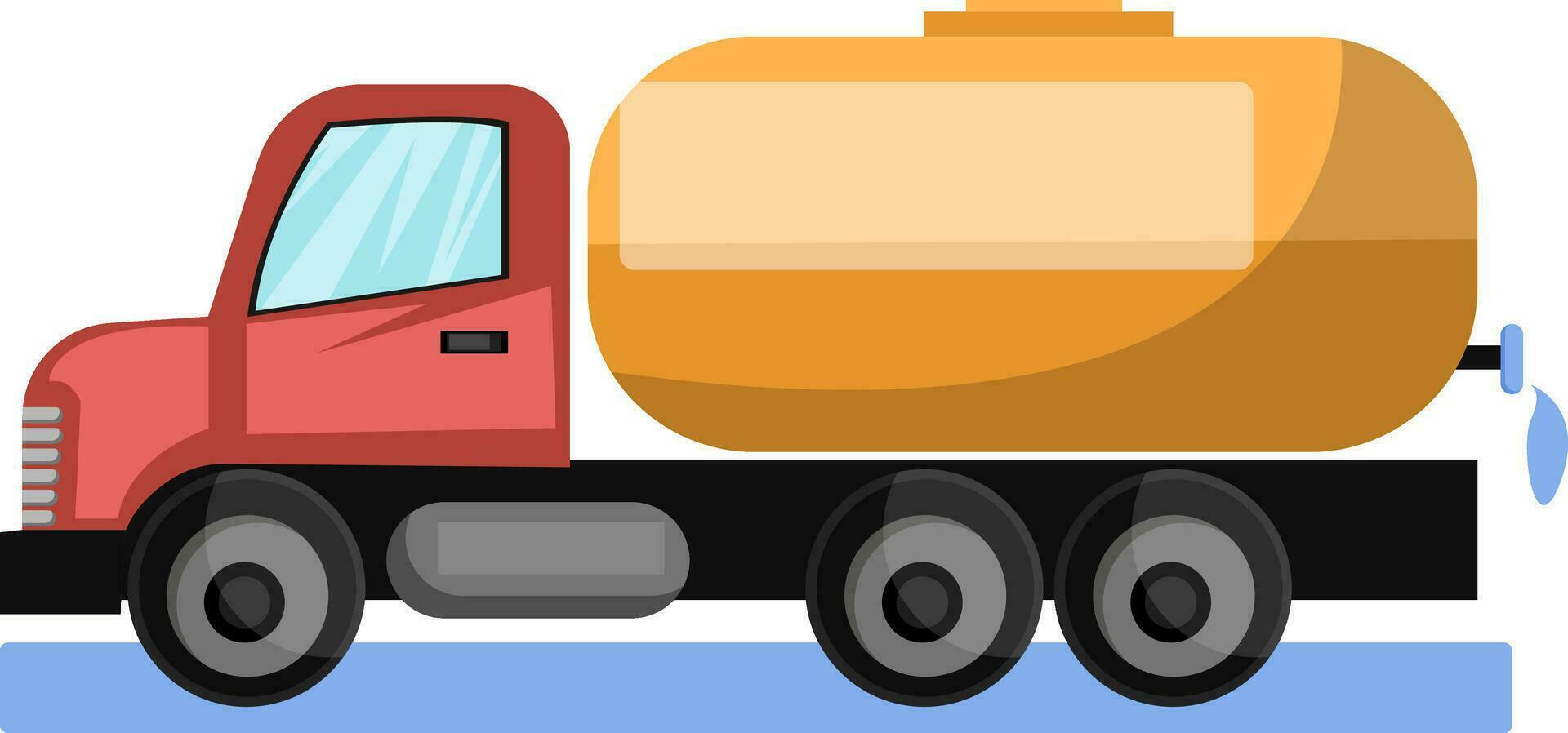 Vector illustration of red water tanker truck with yellow cistern white