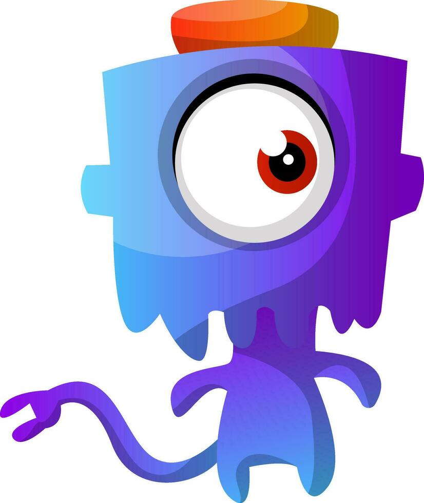 Blue monster with a hat illustration vector on white background