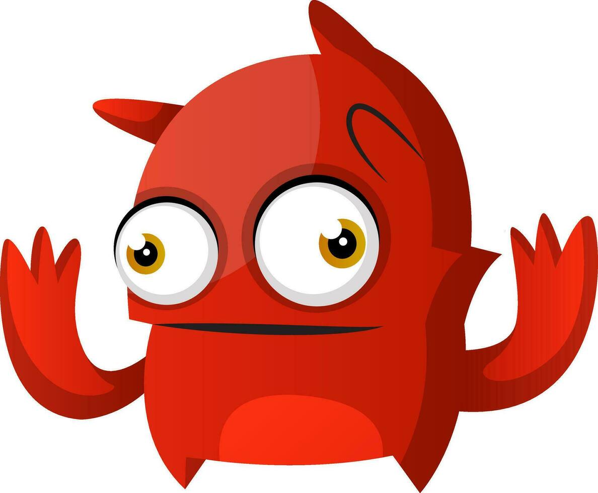 Red monster with hands up illustration vector on white background
