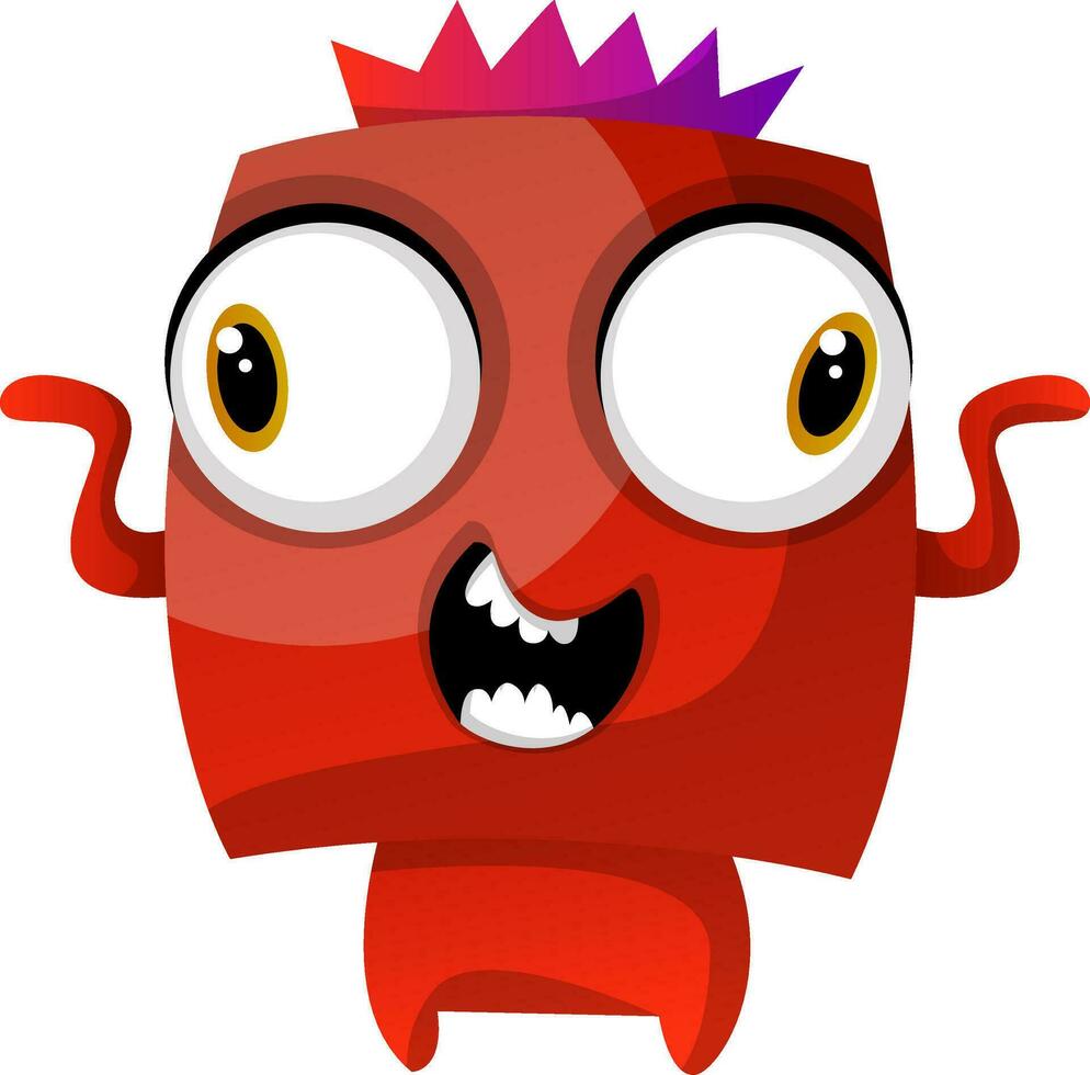 Red dancing monster with a crown illustration vector on white backgroundPrint