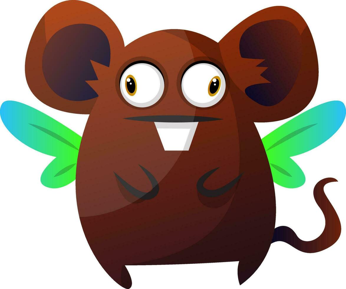 Brown rat monster with wings illustration vector on white backgroundPrint