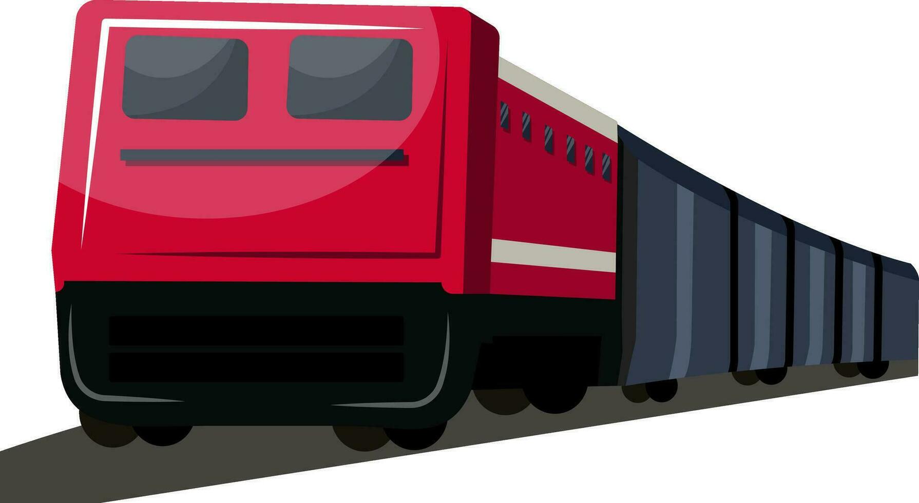 Red and deep grey front view of transport train vector illustration on white background.