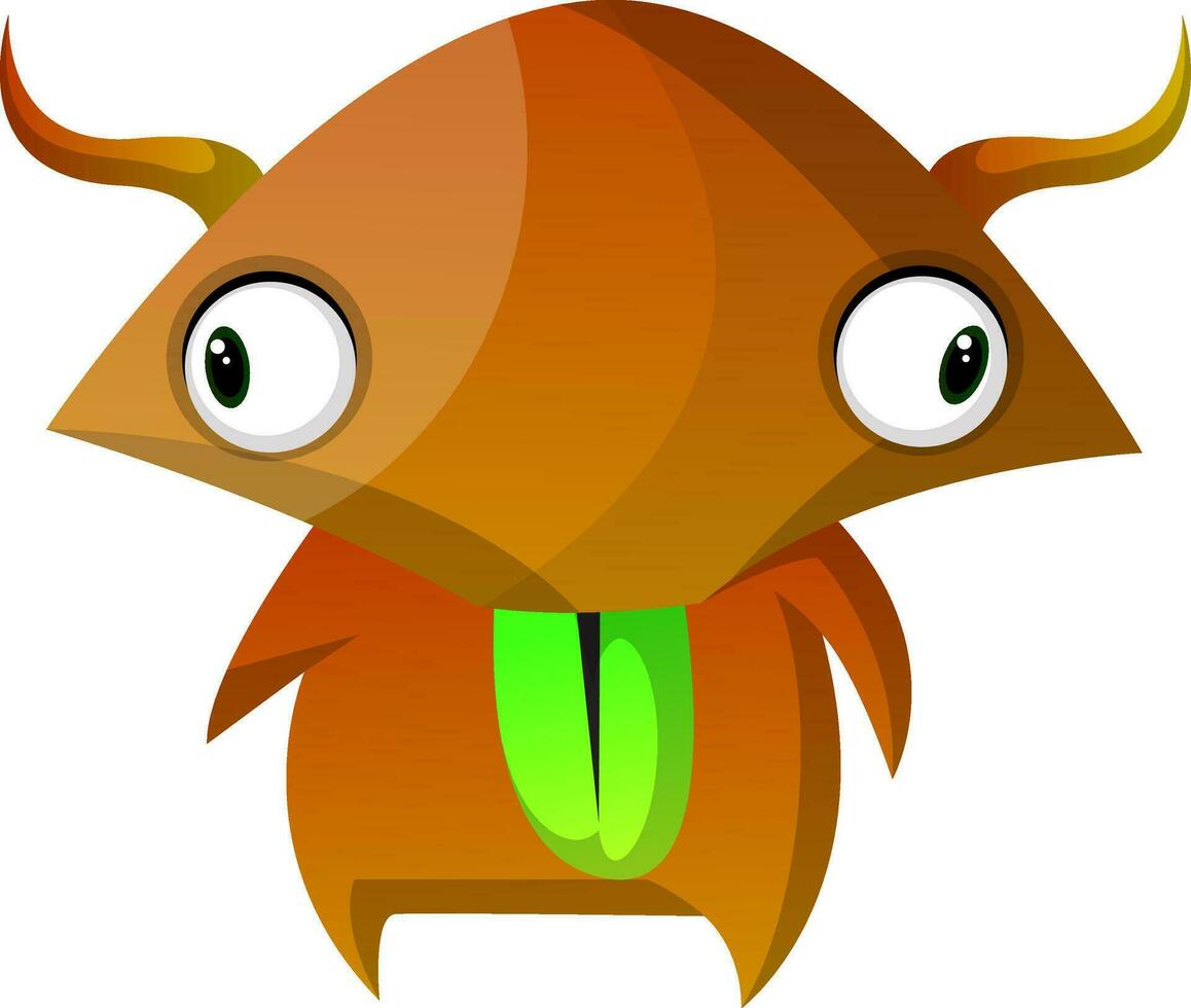 marrón monstruo con amplio ojos ilustración vector en blanco antecedentes