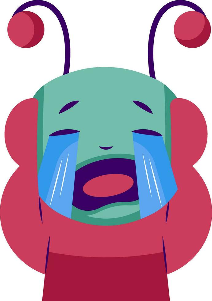 llorando rosado y azul monstruo vector pegatina ilustración en un blanco antecedentes