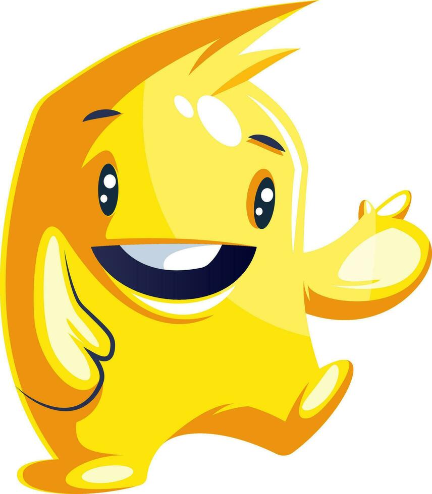 Positive cute yellow monster character white background vector illustration.