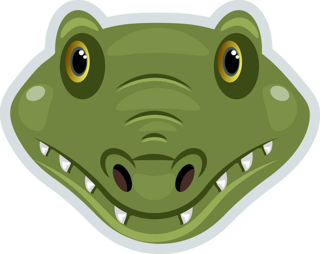 Green crocodile, illustration, vector on white background.