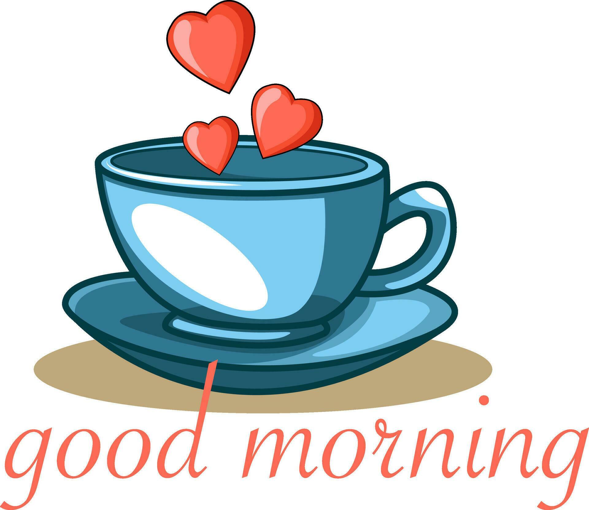 Good morning coffee, illustration, vector on white background. 35388195