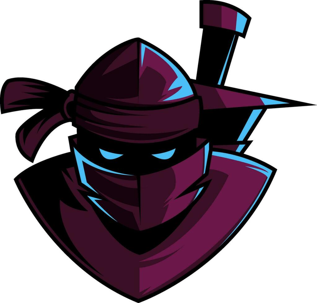 peligro ninja con espada, ilustración, vector en blanco antecedentes.