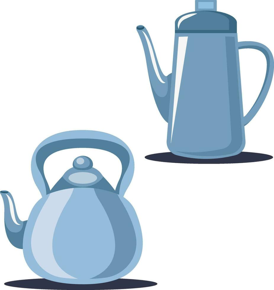 Tea Pot and water jug vector color illustration.