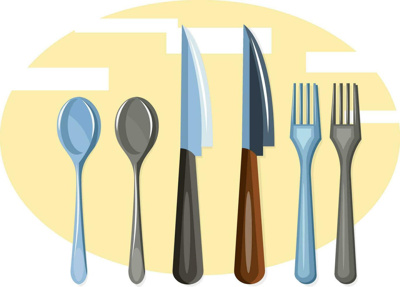Cutlery set vector color illustration.
