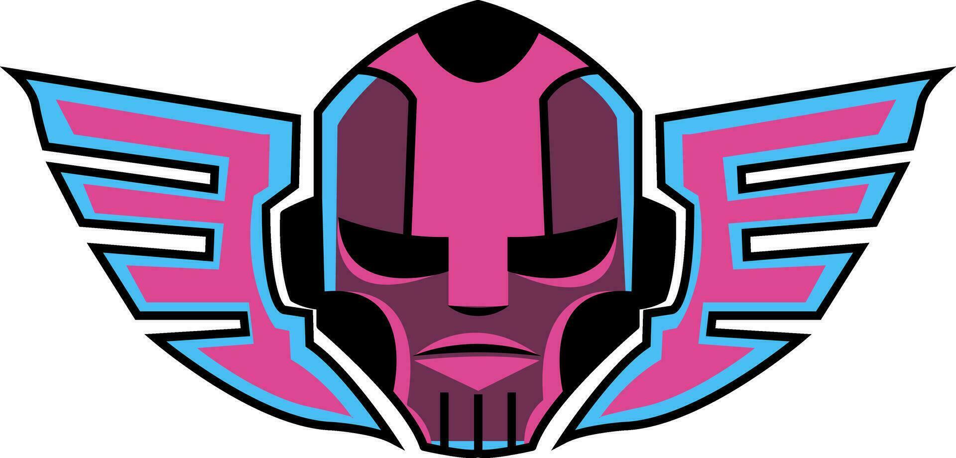 Robot in pink color, illustration, vector on white background.