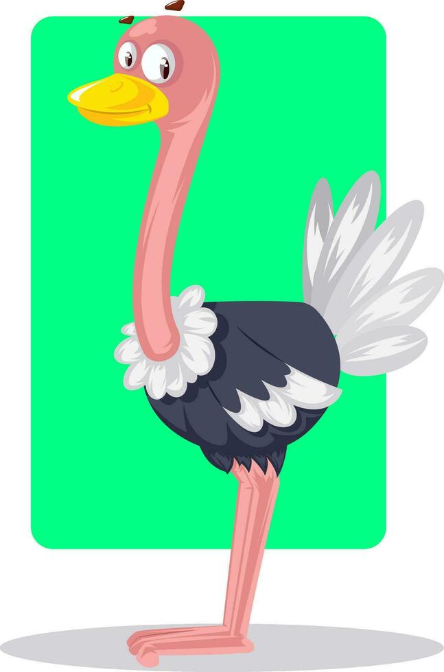 Smiling big ostrich, illustration, vector on white background.