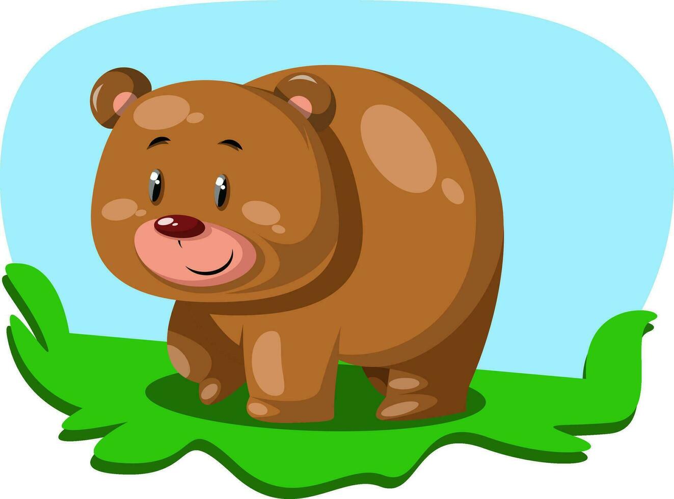 Brown chubby bear, illustration, vector on white background.