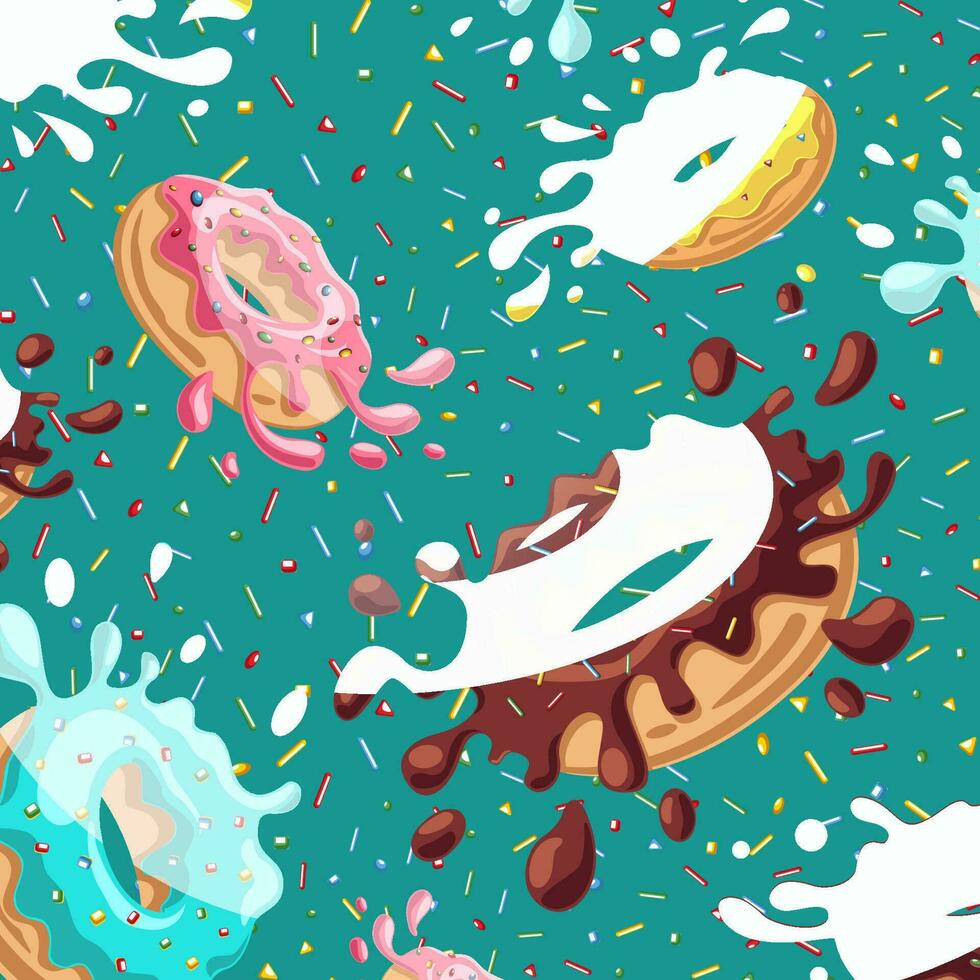 delicioso rosquillas fondo de pantalla, ilustración, vector en blanco antecedentes.