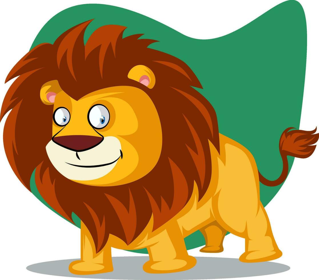 Smiling big lion, illustration, vector on white background.