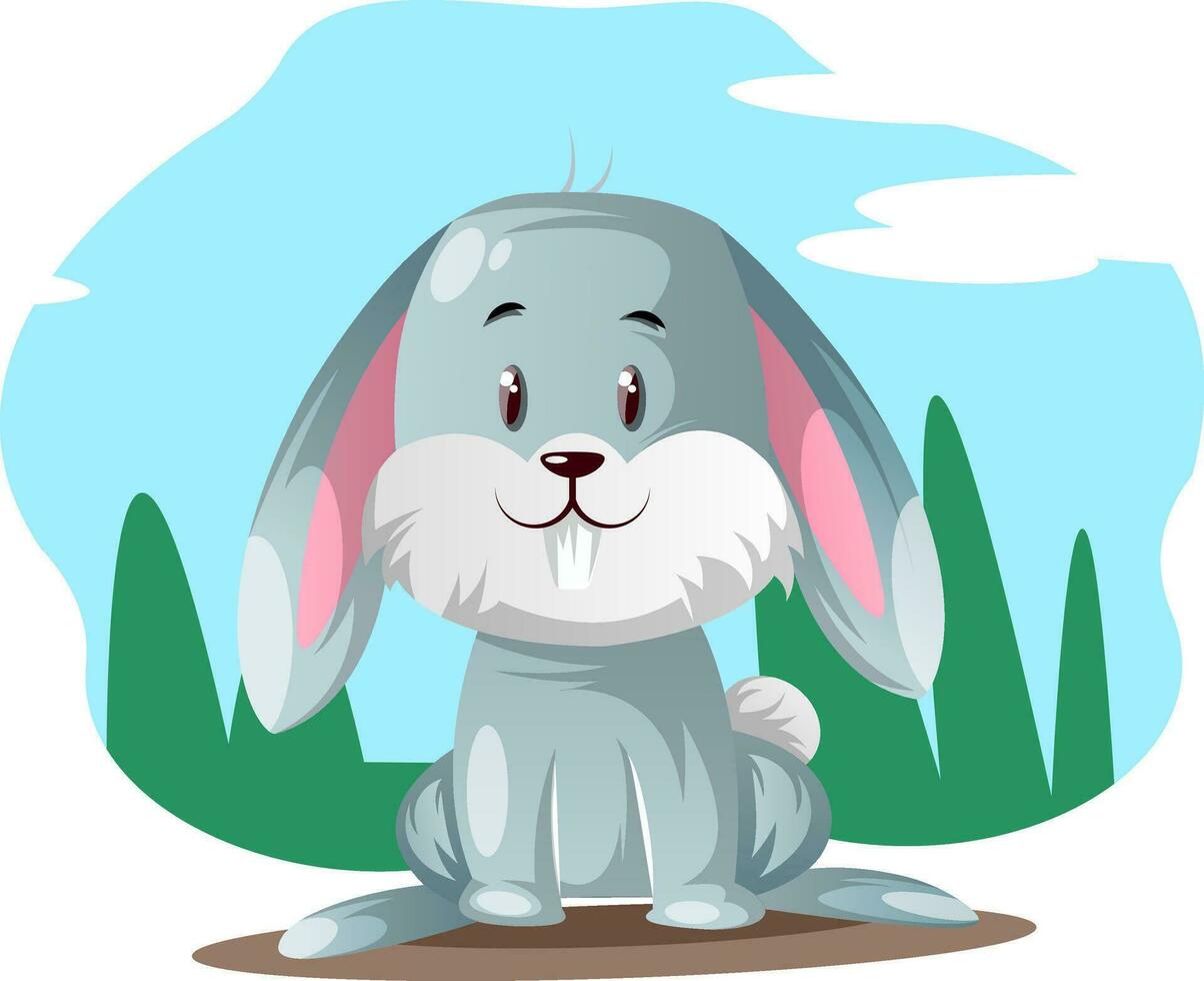 Cute little bunny, illustration, vector on white background.