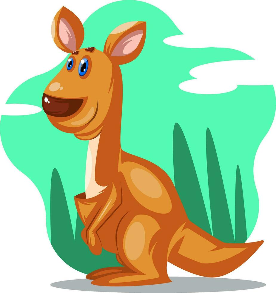 Happy kangaroo, illustration, vector on white background.