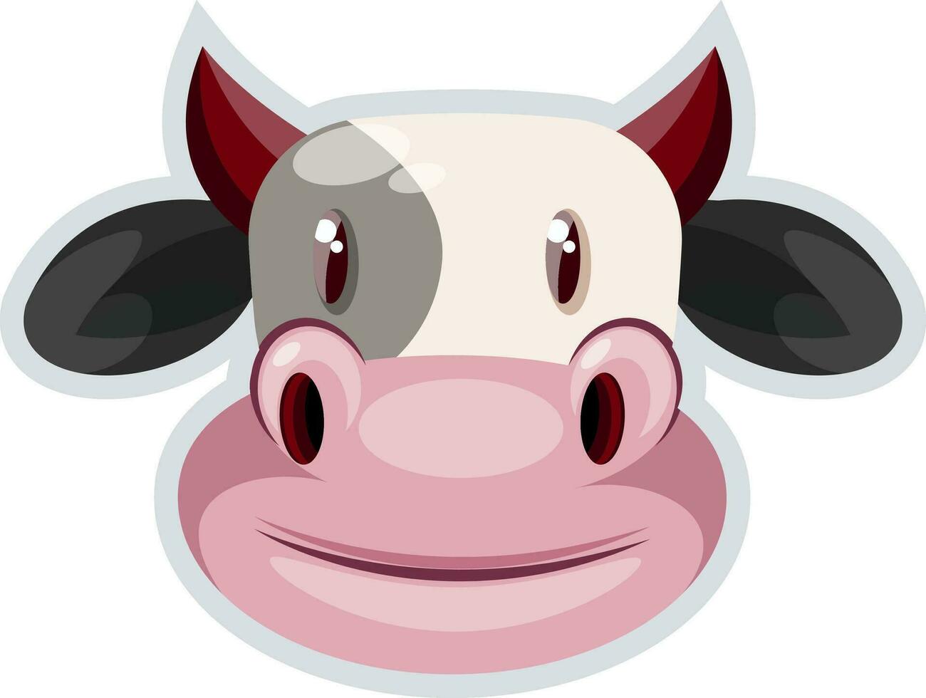 Happy cow with horns, illustration, vector on white background.