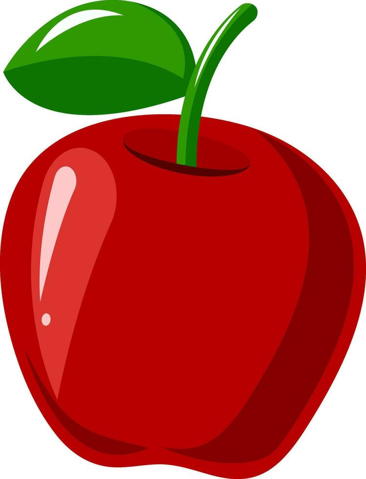 Beautiful red apple, illustration, vector on white background.