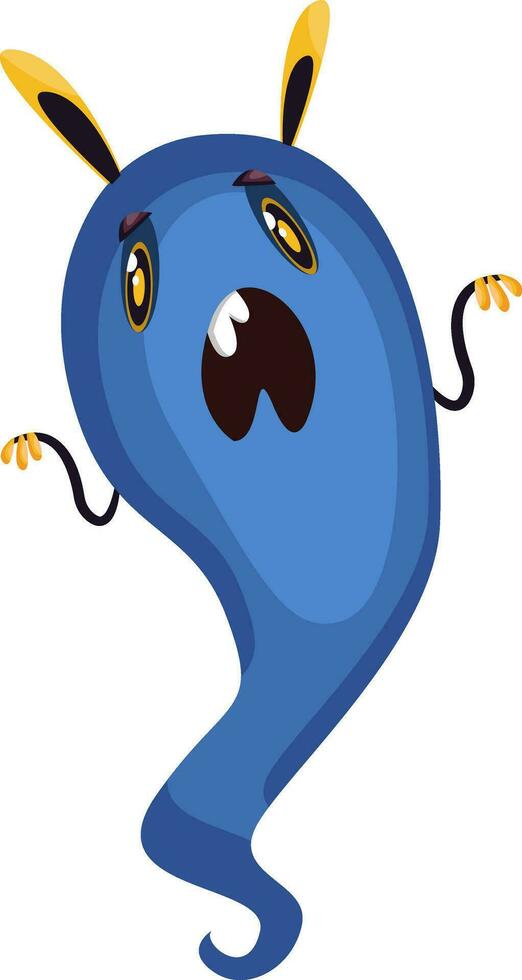 de miedo azul dibujos animados monstruo en blanco antecedentes vector ilustración.