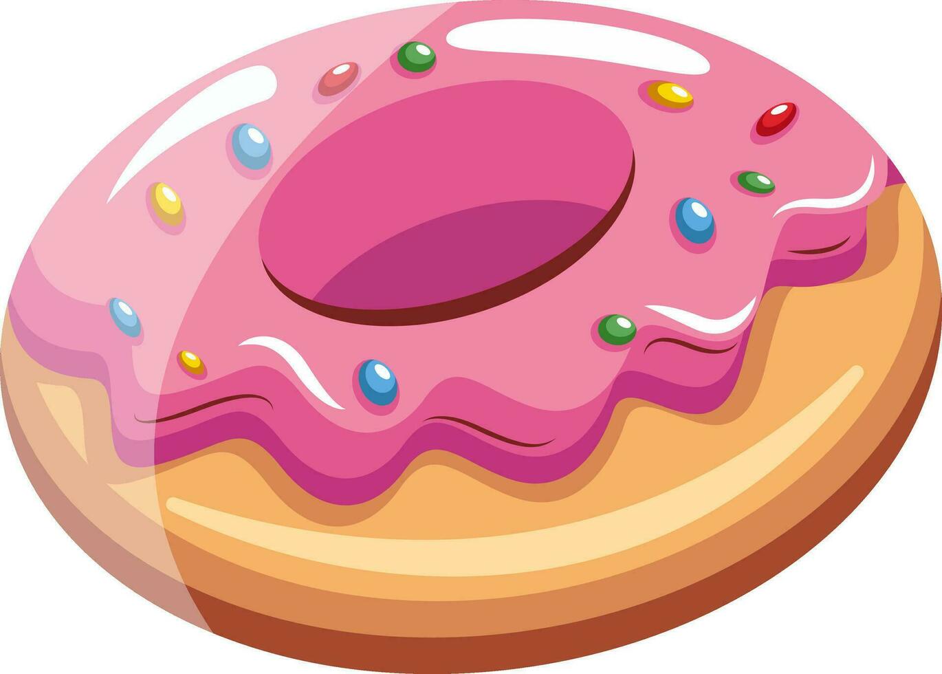 Sweet pink donut, illustration, vector on white background.