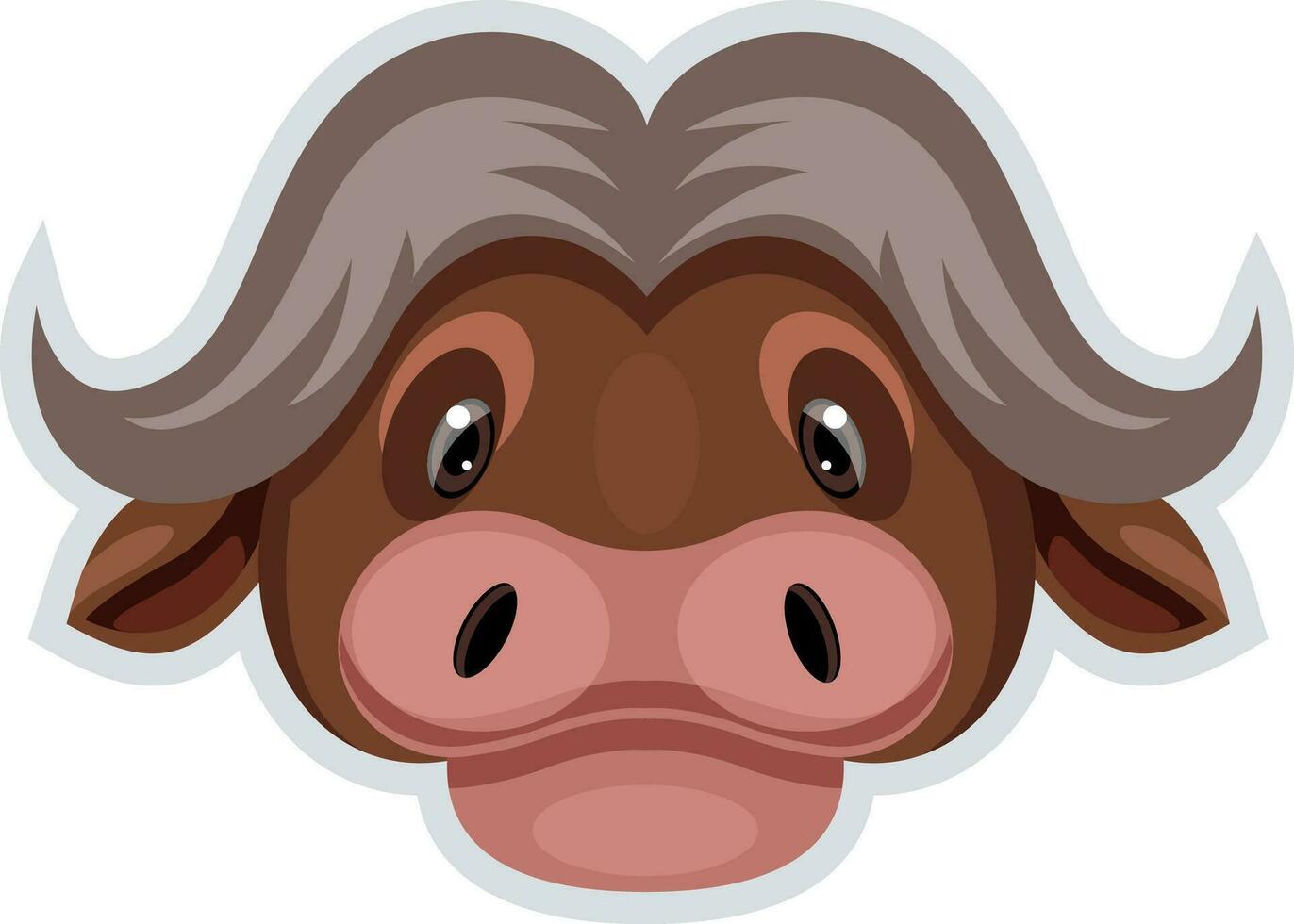 Bullock with big horns, illustration, vector on white background.