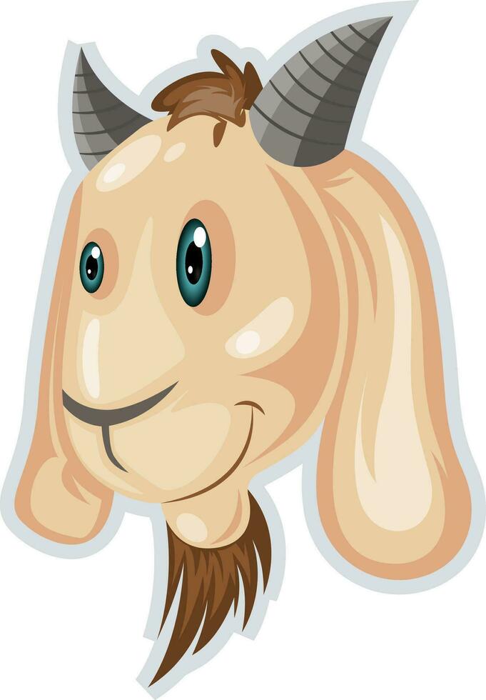 Billy goat with green eyes, illustration, vector on white background.