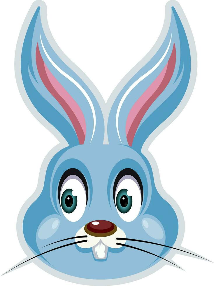 Blue bunny with long ears, illustration, vector on white background.