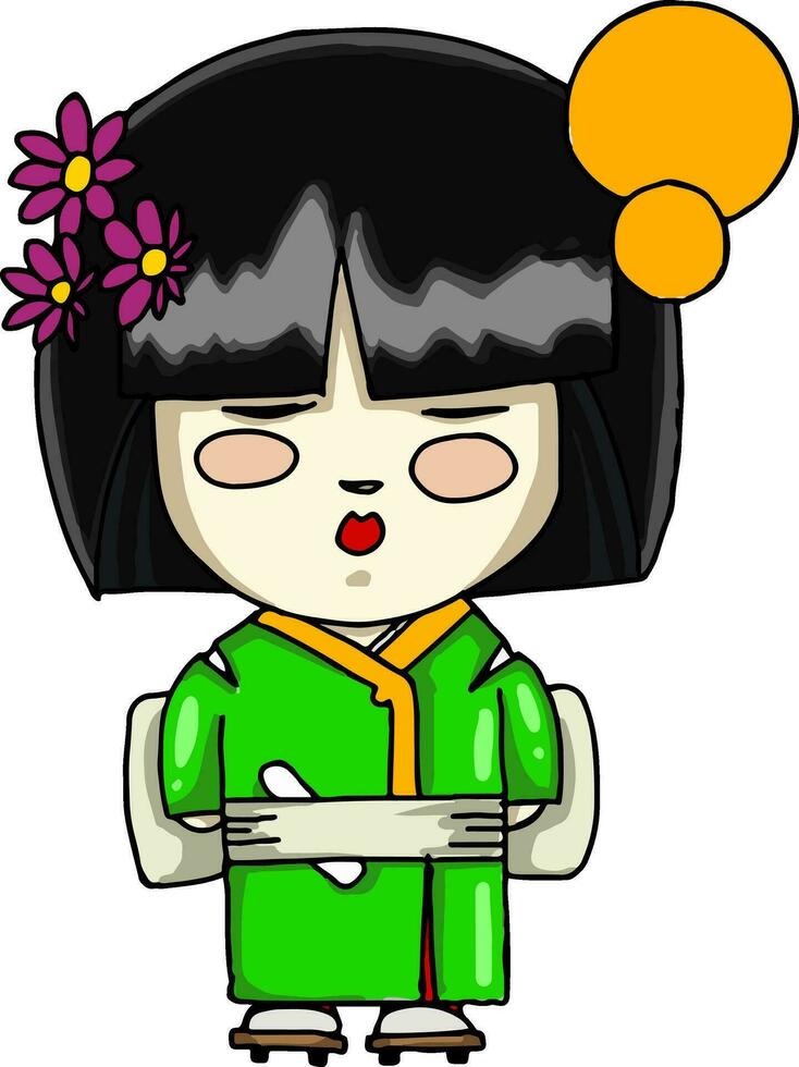 mujer en tradicional geisha vector o color ilustración