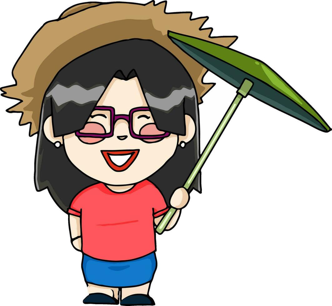 An Asian tourist vector or color illustration