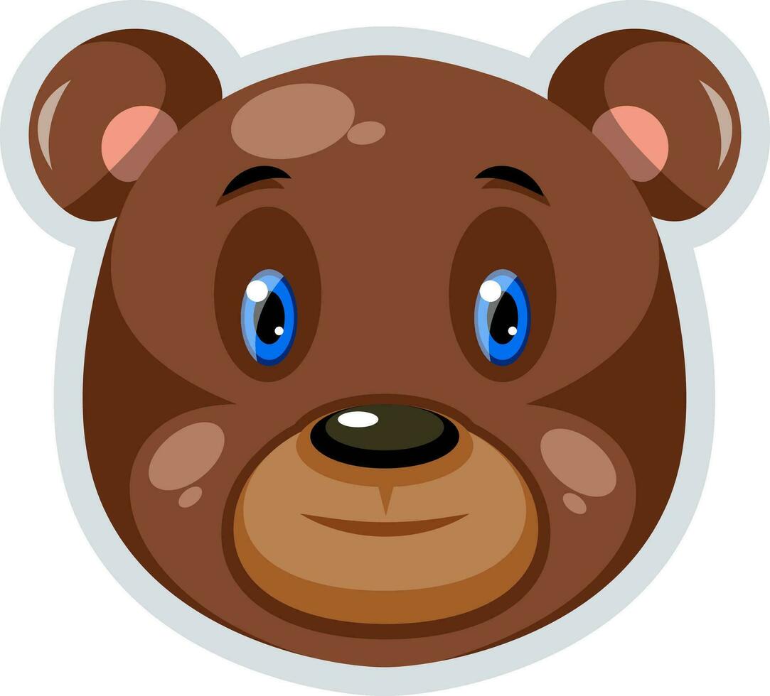 Cute bear with blue eyes, illustration, vector on white background.