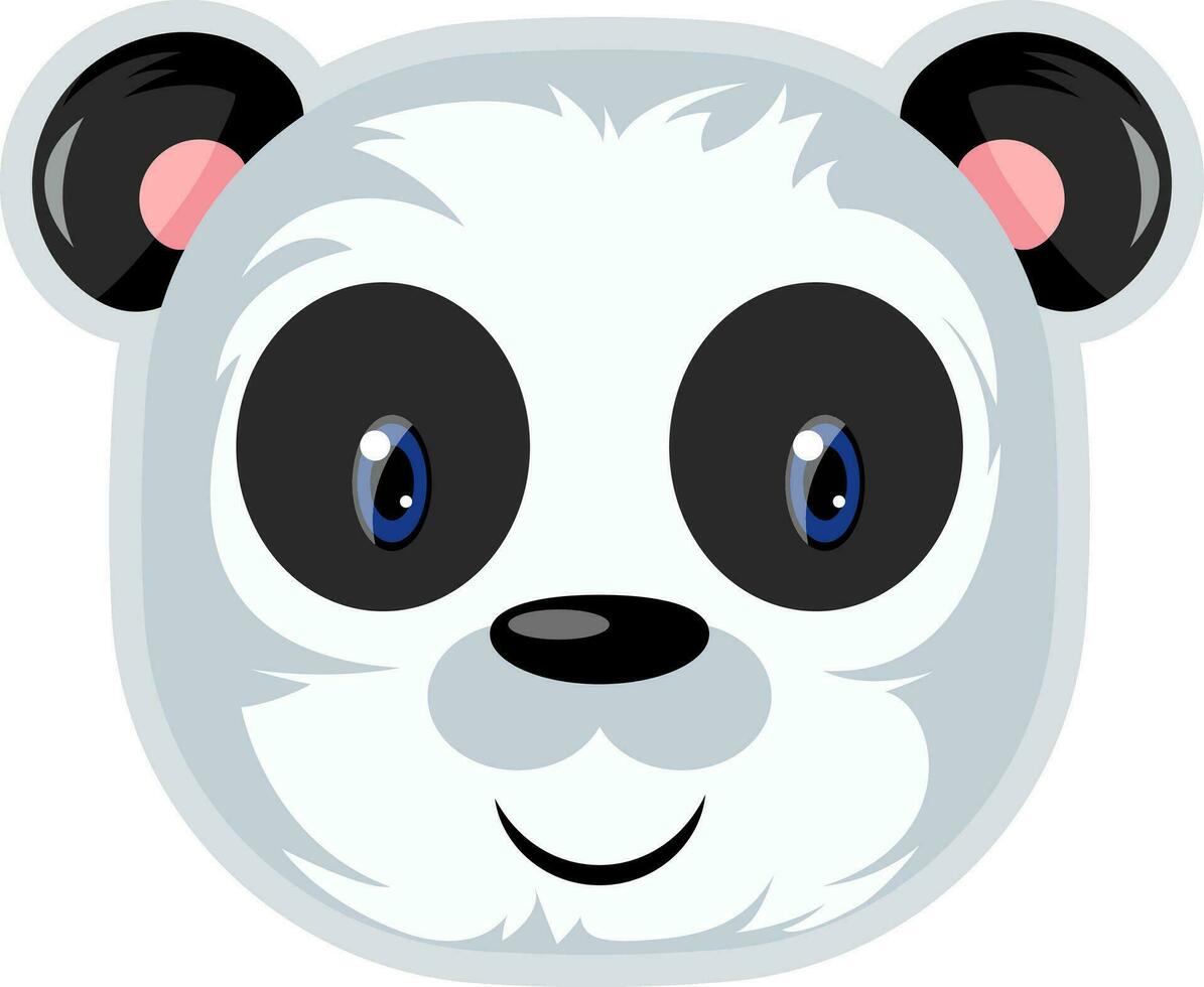 Cute panda with blue eyes, illustration, vector on white background.