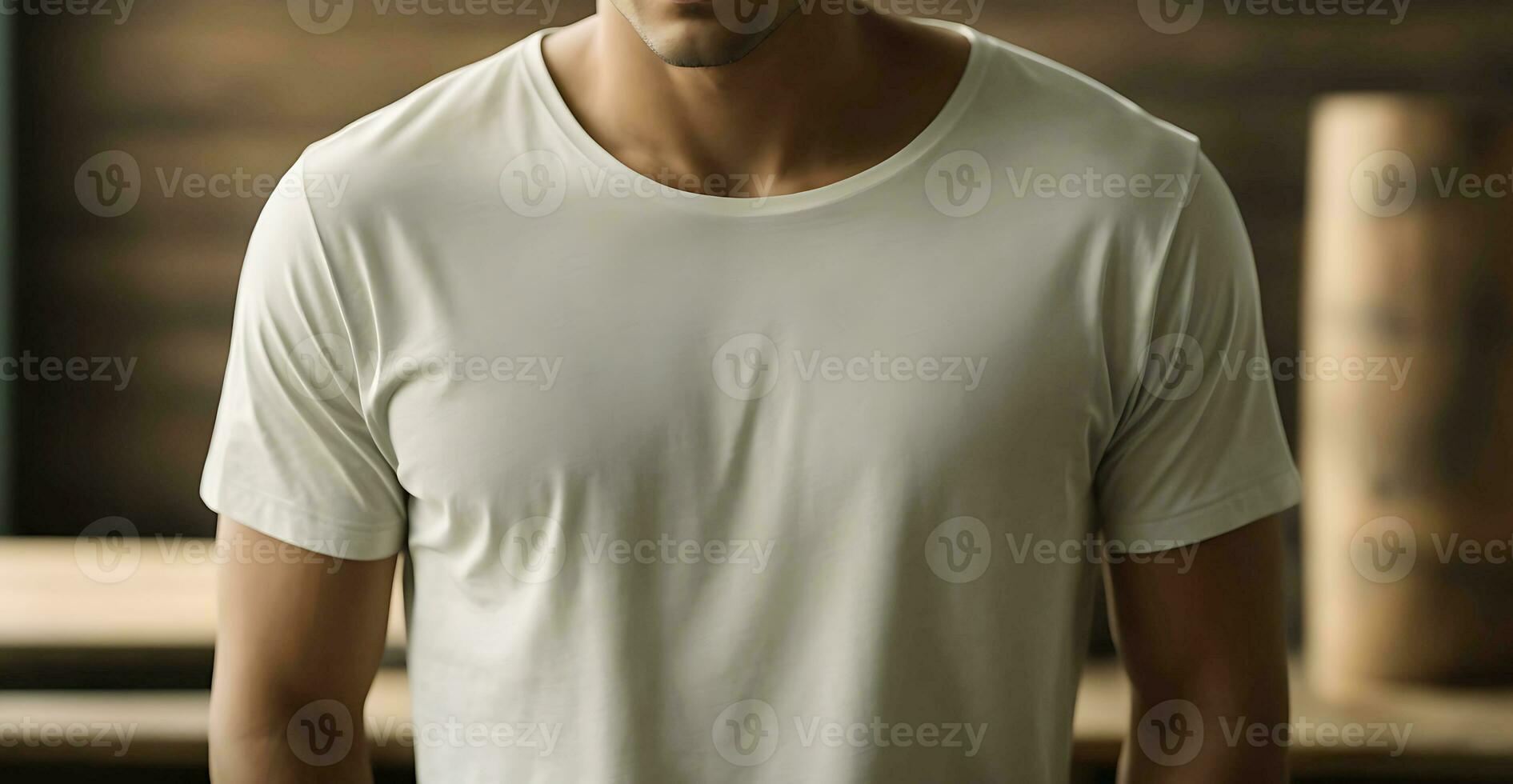 ai generado camiseta maqueta, blanco camiseta Bosquejo con cuerpo.joven modelo camisa Bosquejo foto