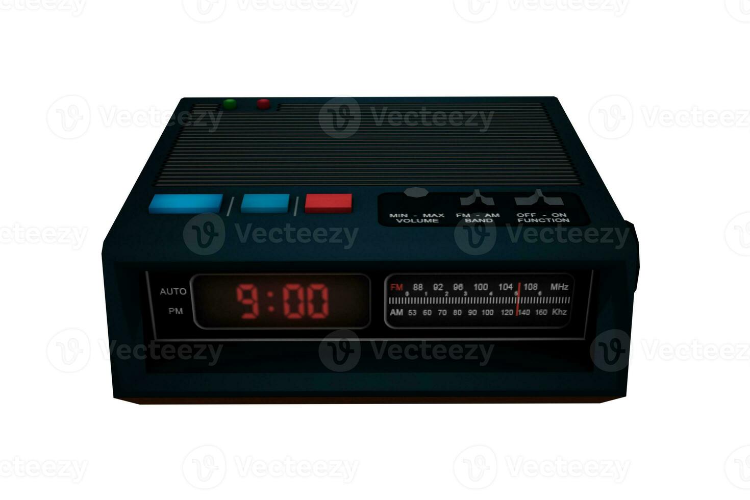 3d rendering digital radio with clock photo