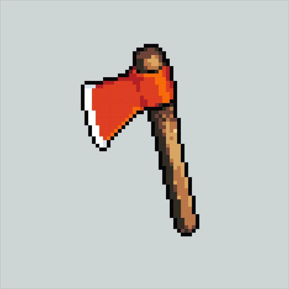 Pixel art illustration Red Axe. Pixelated Axe. Red Axe wood pixelated for the pixel art game and icon for website and video game. old school retro. vector