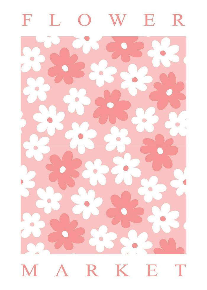 Modern poster with simple flower pattern vector