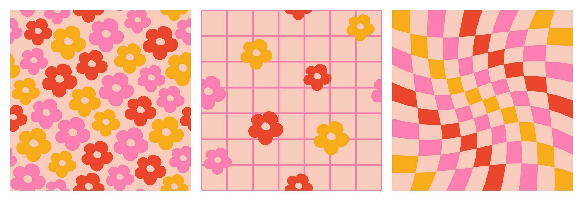 Set of simple patterns of flowers vector