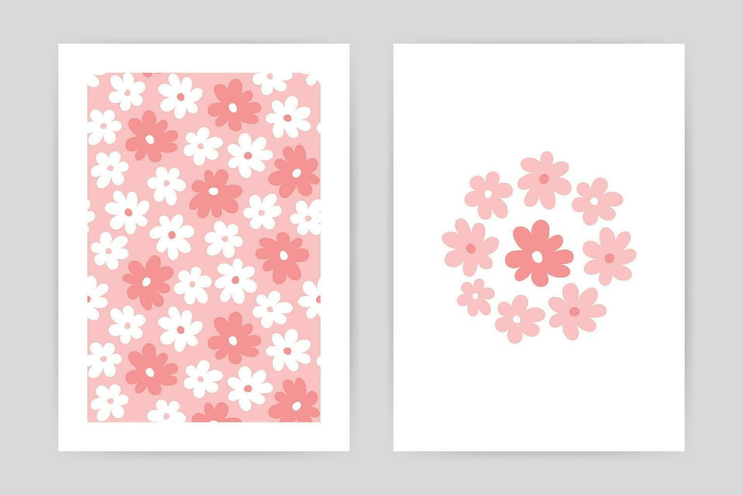 Set of abstract posters of flower patterns vector