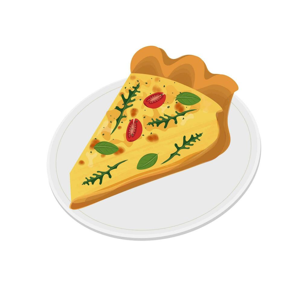 Sliced Vegetable Quiche Vector Illustration Logo