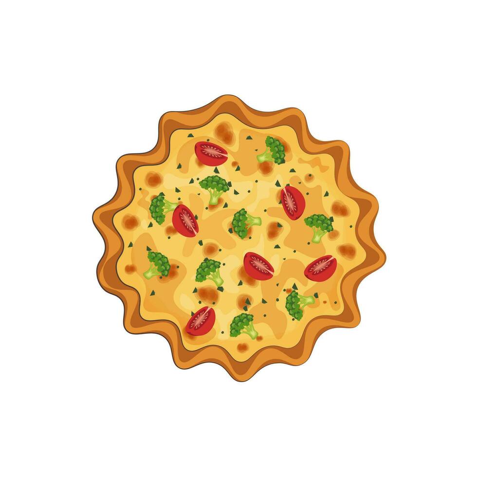 Vegetable Quiche Top View Vector Illustration Logo