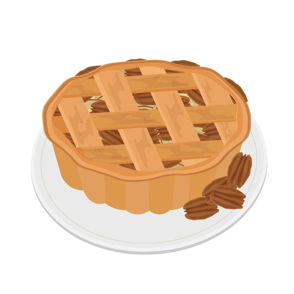 Delicious pecan pie vector illustration logo