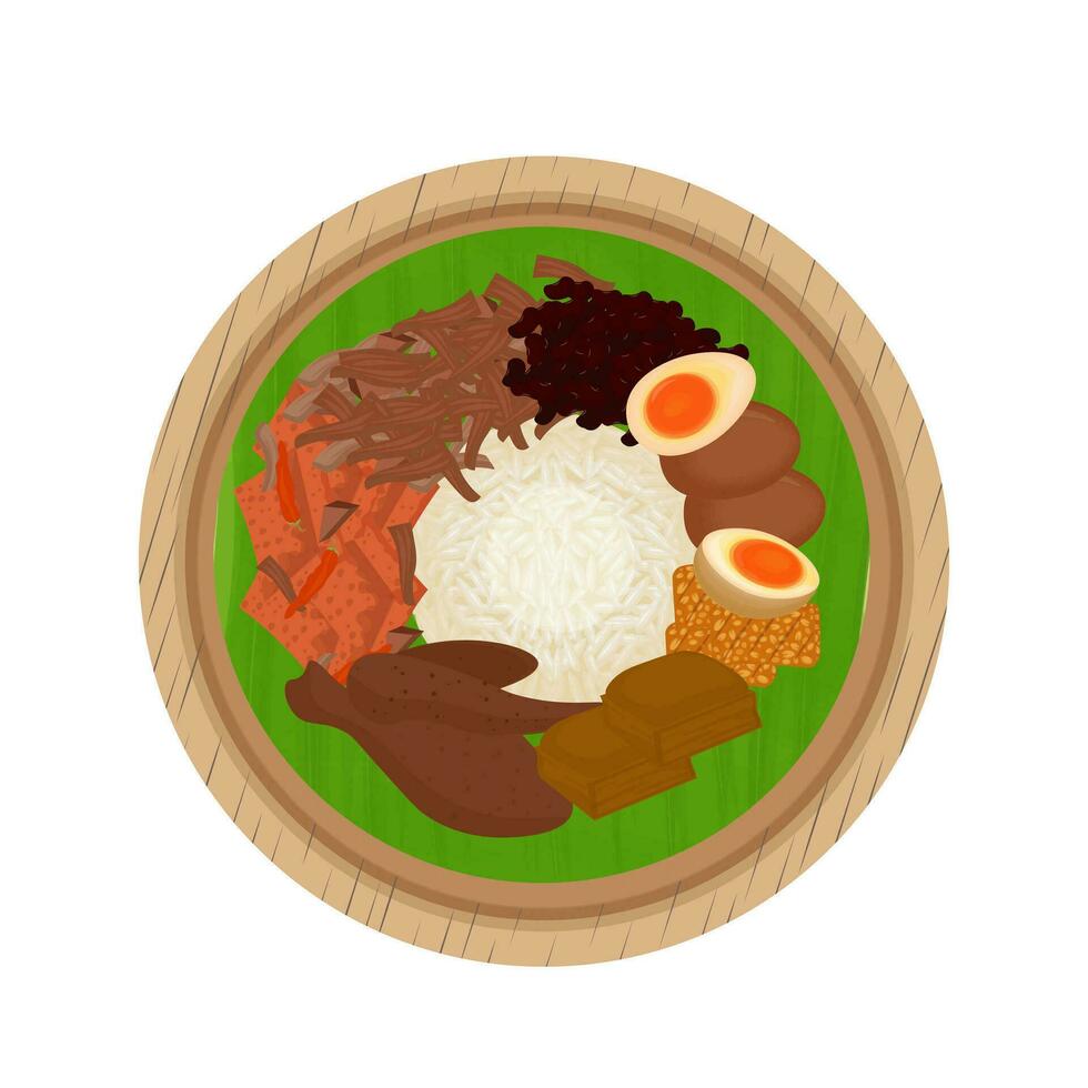 vector ilustración logo de nasi gudeg jogja delicioso tradicional comida