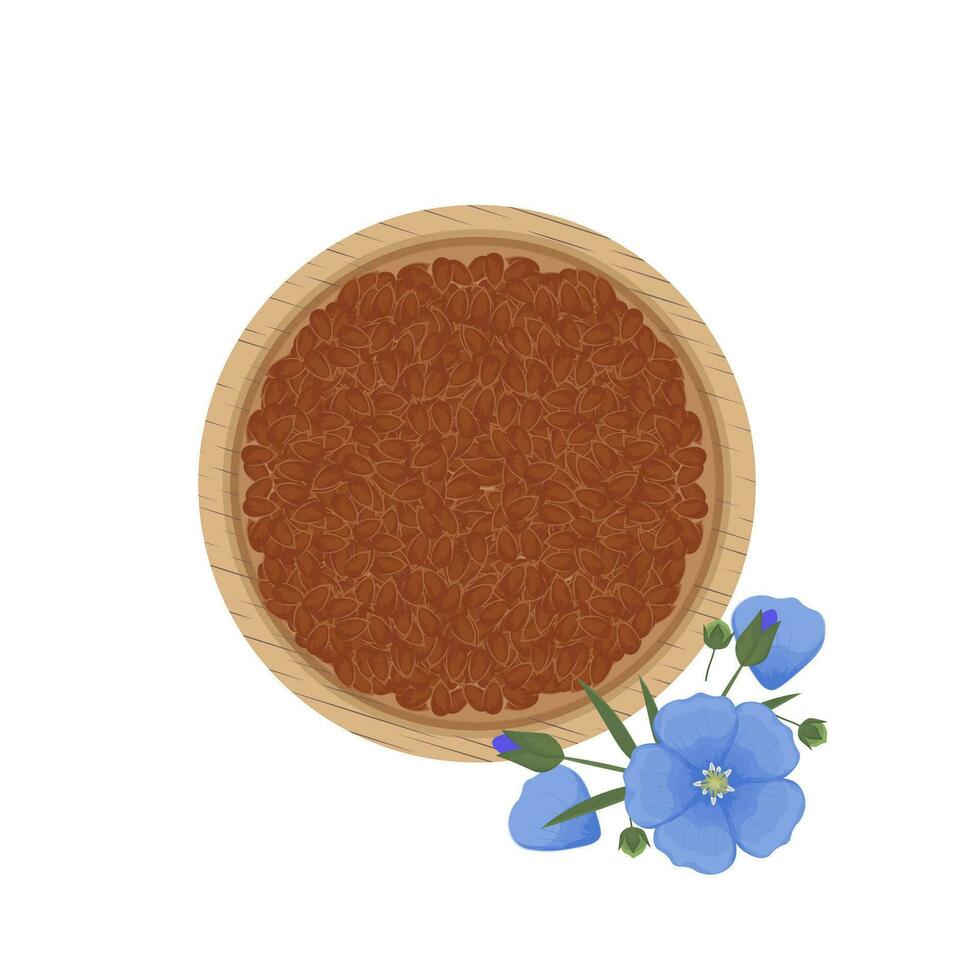 Top View Flax seeds vector illustration logo