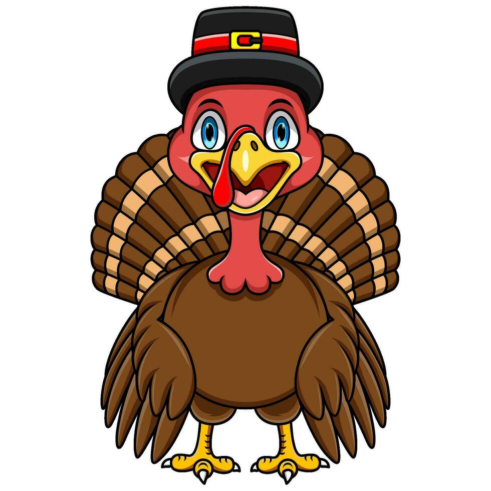 Cartoon turkey posing on white background vector