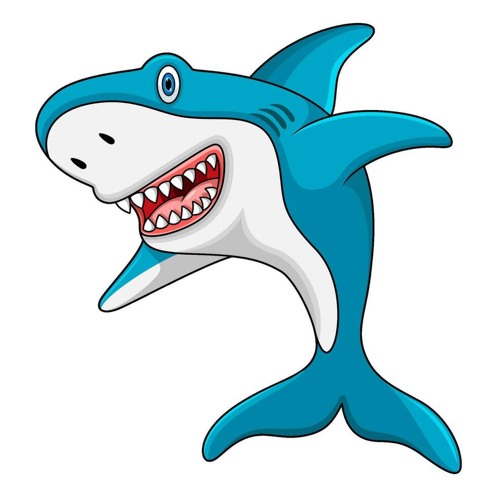 Cute shark cartoon on white background vector