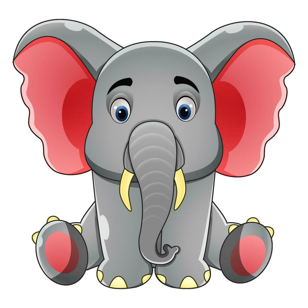 Lindo bebé elefante sentado aislado sobre fondo blanco. vector